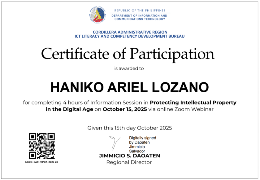 Protecting Intellectual Property in the Digital Age certificate